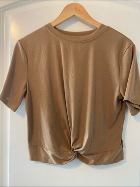 Women’s Knot-Front Short Sleeve Top - Brown